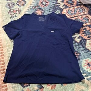 Figs Navy V-Neck Scrub Top